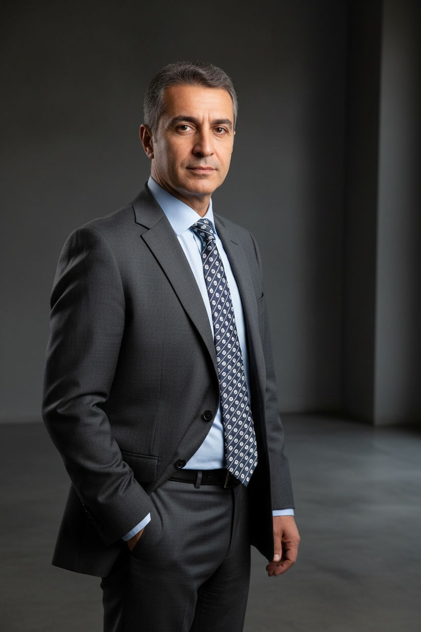 man in suit and tie grey background