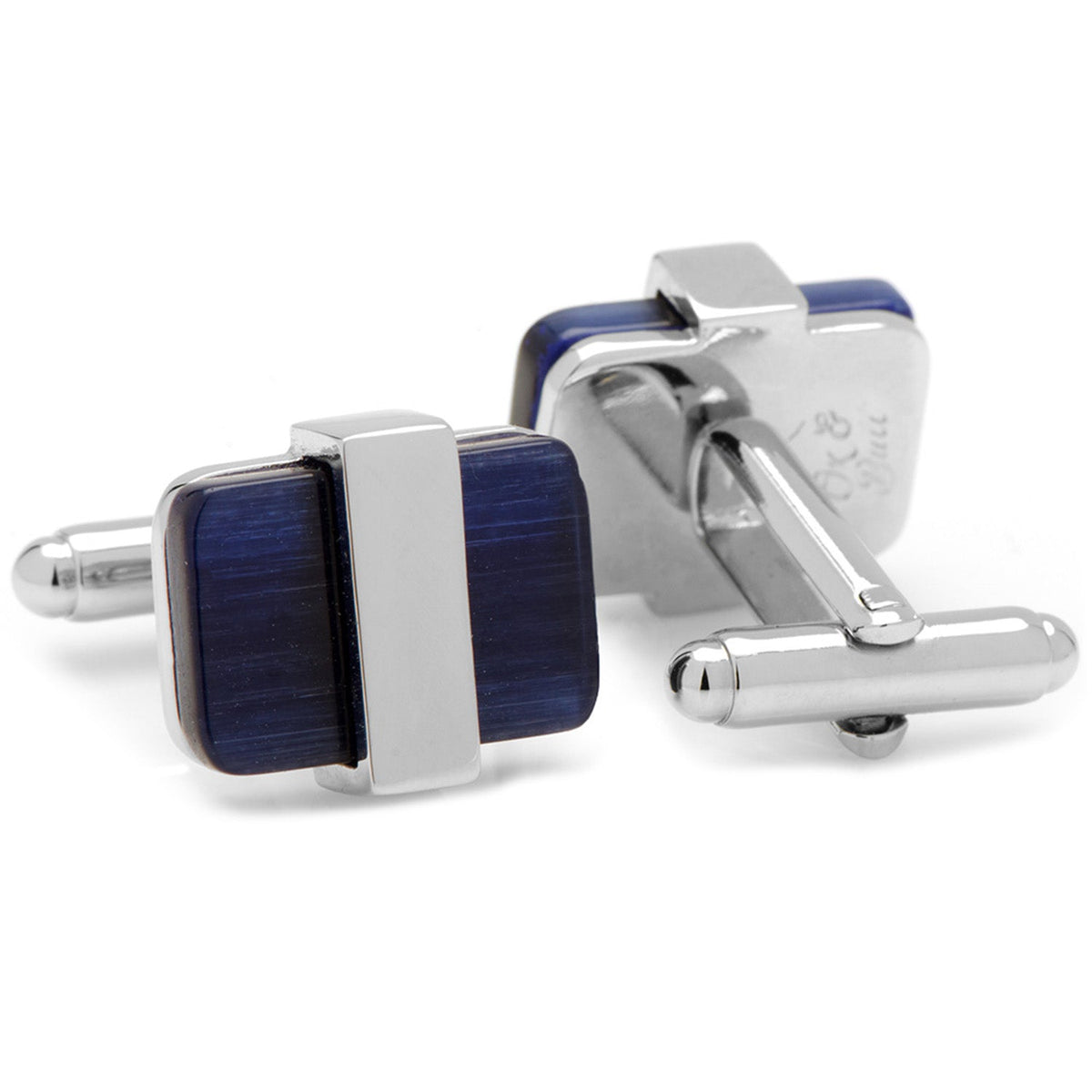 Men’s Navy Blue Rectangular Cat’s-Eye Cufflinks