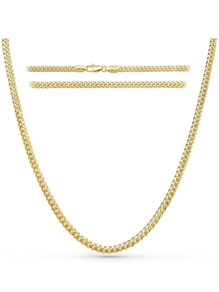 Gold chain necklace on a white background