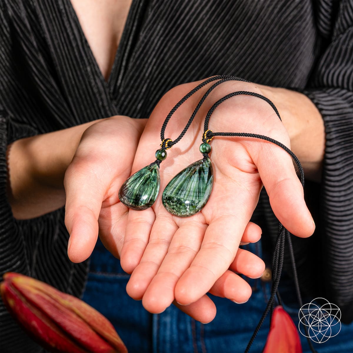 Natural Seraphinite Gemstone Pendant