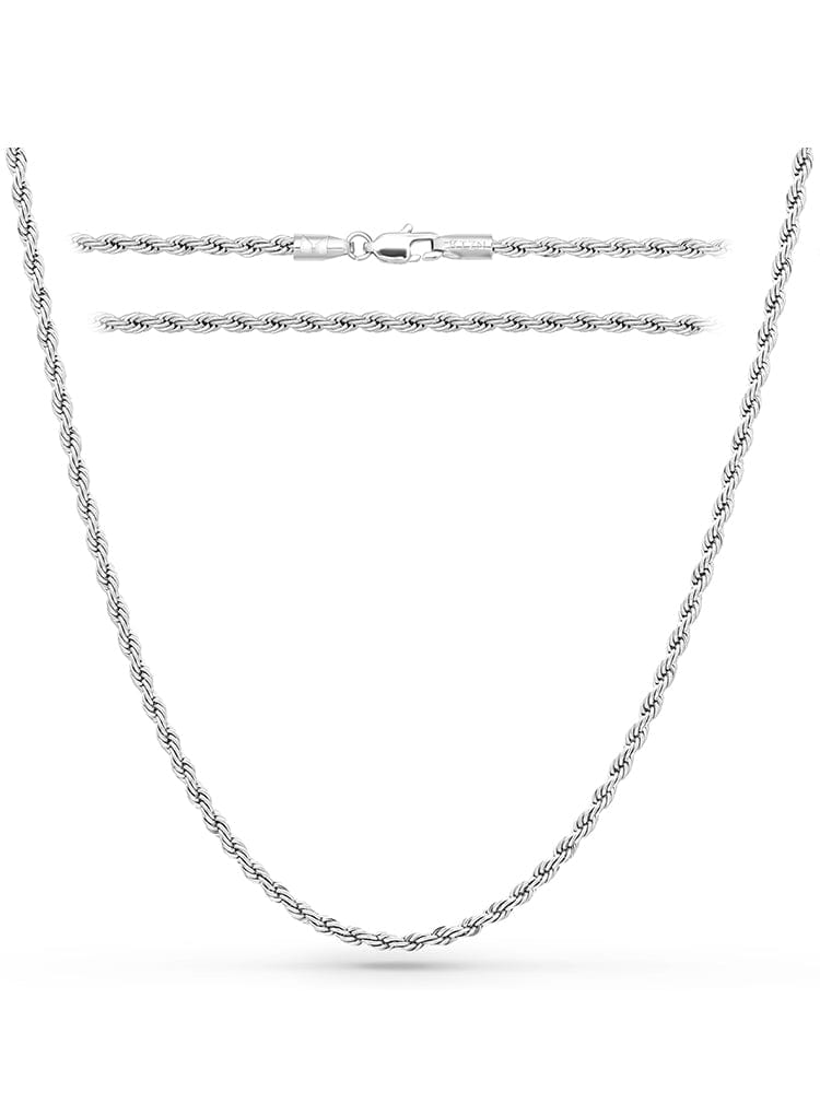 Men’s Silver-Tone Stainless Steel Rope Chain Necklace