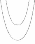 silver chain on plain white background