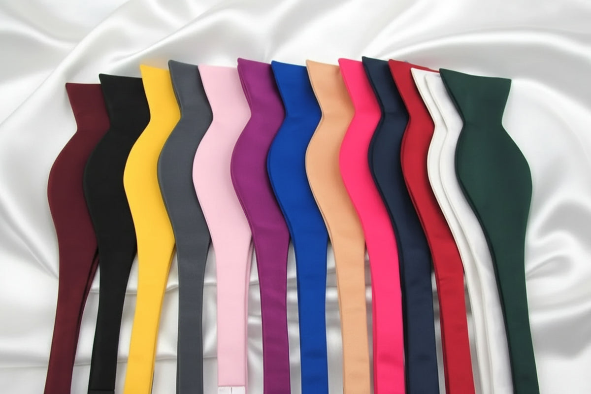 Set of colorful ribbons in various colors on a white background